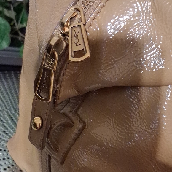 Yves Saint Laurent Vintage Patent LeatherTan Satchel, EUC - Picture 3 of 6